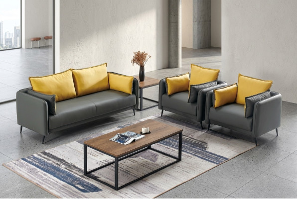 Sofa Couch Polster Wohnlandschaft Leder Sofas Garnitur sofas Büro Stil Möbel
