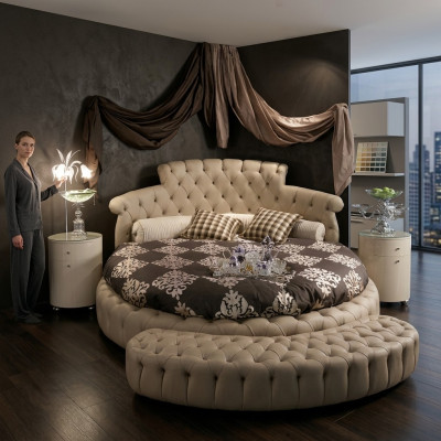 Rundes Bett Rund Design Betten Leder Doppel Hotel Luxus Gestell