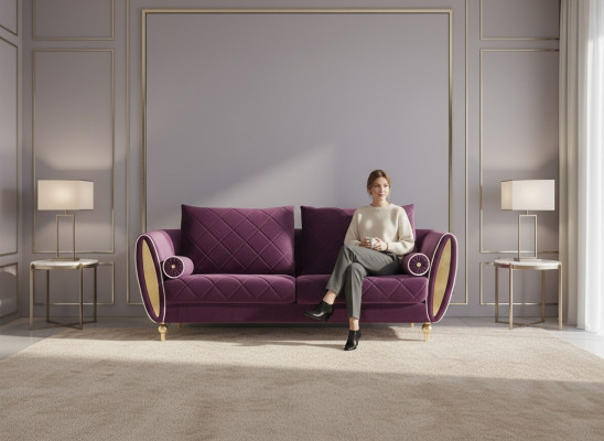 Sofa 3 Sitzer Sofas Couch Polster Garnitur Metall Design Moderne Couchen