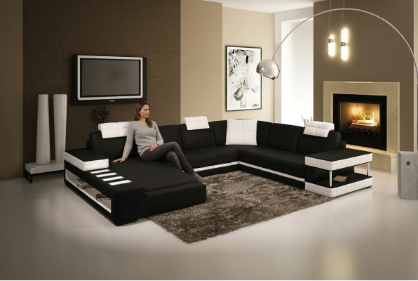 U Form Sofa Couch Polster Garnitur Wohnlandschaft Design Luxus Ecksofa