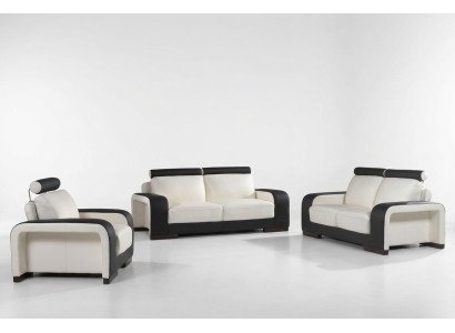 Sofagarnitur Garnituren Set Design Sofas Polster Couchen Leder 321 Sitzer