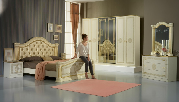 Design Schlafzimmer 3tlg. Bett 2x Nachttisch Klassischer Luxus Betten Set Möbel