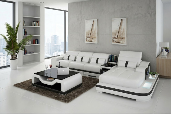 Ecksofa Stoff LForm Bettfunktion Couch Design Polster Textil Leder Eck
