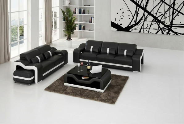 Moderne Sofagarnitur 3+2 Sitzer Sofa Couch Polster Garnitur Couchen Leder