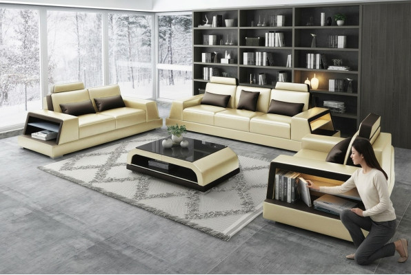 Moderne Sofagarnitur 321 Sitzer Sofa Couch Polster Garnitur Couchen Leder