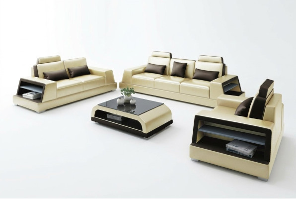Sofagarnitur Sitzer Set Design Sofas Polster Couchen Leder Moderne 3+3
