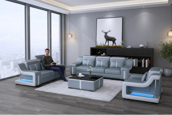Sofagarnitur Couch Polster Sofa Set 3+2 Leder Couchen Sofas Komplett