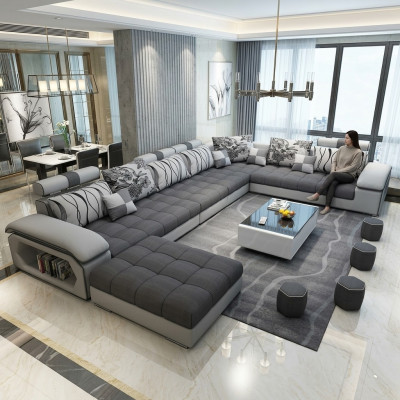 Wohnlandschaft Ecksofa UForm Sofa Couch Leder Design Couch Textil