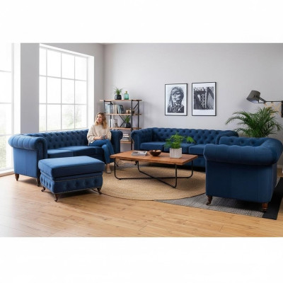 Designer Sofa 3 Sitzer Chesterfield Couch Polster Sofas Sitz Dreisitzer Textil