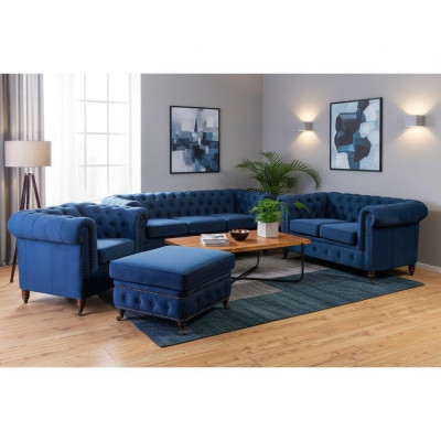 Designer Sofa 3 Sitzer Chesterfield Couch Polster Sofas Sitz Dreisitzer Textil