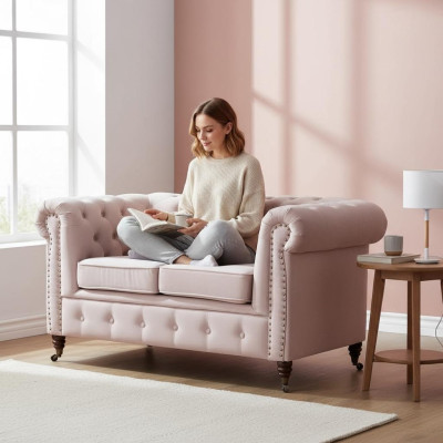 Luxus 2 Sitzer Couch Polster Sofa Textil Stoff Couchen Garnitur Chesterfield Neu