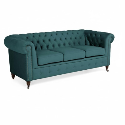 Klassische Chesterfield Möbel Dreisitzer Couch Textil Sofa Edles Design