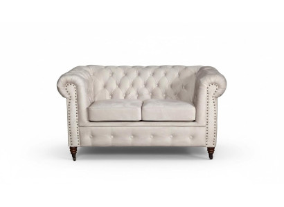 Sofa 2 Sitzer Chesterfield Couch Textil Stoff Sofa Möbel Edles Design
