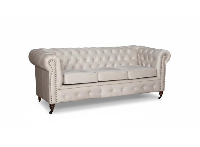 Chesterfield Dreisitzer Couch Sofa Polster + Hocker Sofas Couchen 2tlg. Set Neu