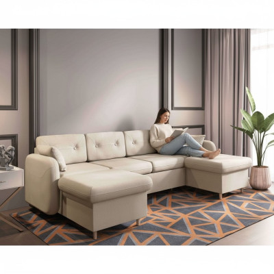 Ecksofa Sofa Polster Couch Wohnlandschaft U Form Bettfunktion Textil Stoff