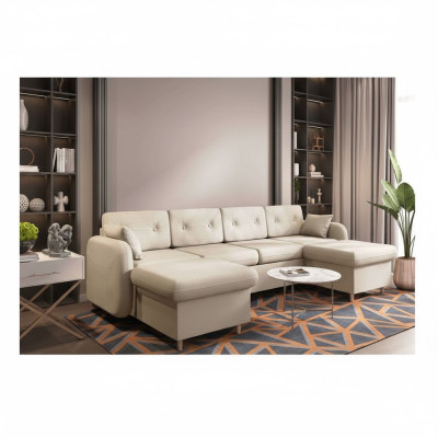 Ecksofa Sofa Polster Couch Wohnlandschaft U Form Bettfunktion Textil Stoff