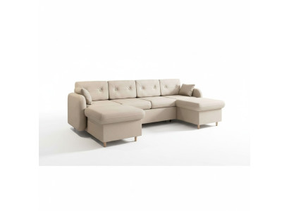 Ecksofa Sofa Polster Couch Wohnlandschaft U Form Bettfunktion Textil Stoff