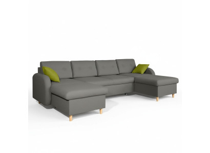 Design Ecksofa U-form Bettfunktion Couch Leder Textil Sofas Schlafsofa