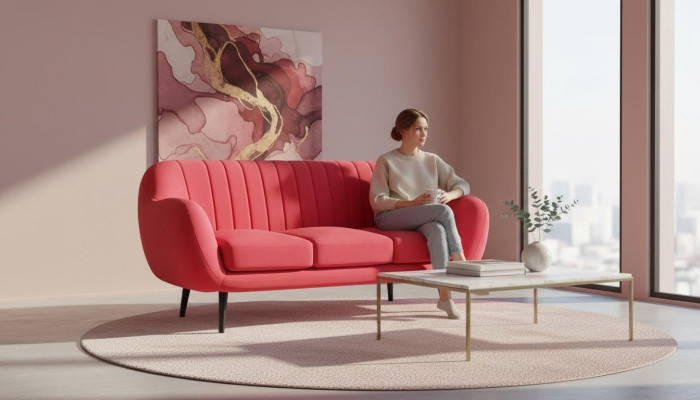 Dreisitzer Couch Polster Design Sofa 3er Sitz Sofas Zimmer Rot Luxus Couchen