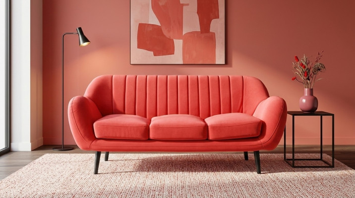 Dreisitzer Couch Polster Design Sofa 3er Sitz Sofas Zimmer Rot Luxus Couchen