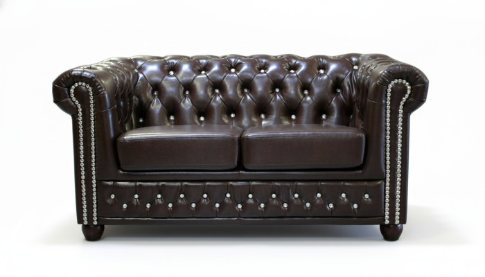 Klassische Edle Zweisitzer Chesterfield Möbel Couch Textil Sofa Design Braun