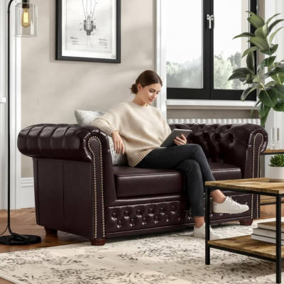 Design Sofa 2 Sitzer Couch Chesterfield Polster Sitz Garnitur Leder Textil Neu