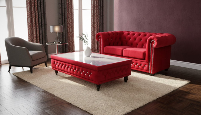 Chesterfield Design Couchtisch Glastisch Tisch Polster Sofa Beistell Tische
