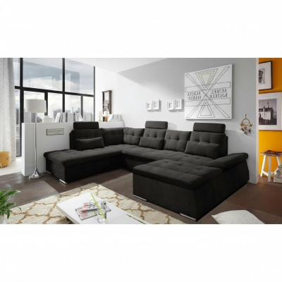 Ecksofa U-Form Sofa Design Polster Modern Textil Bettkasten Bettfunktion