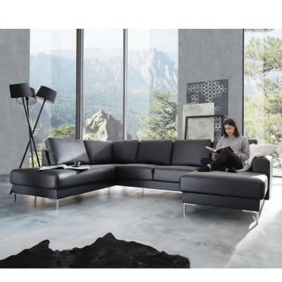 Ecksofa Sofa Couch Polster Wohnlandschaft Deko Leder Eck Sofas Garnitur