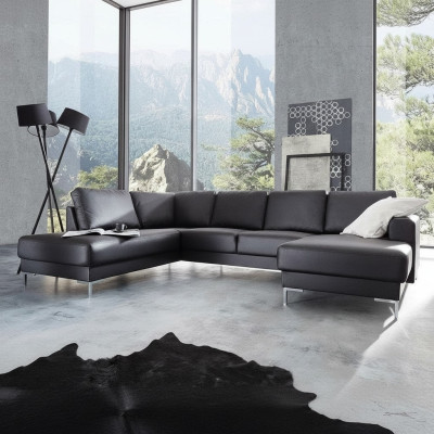 Ecksofa Sofa Couch Polster Wohnlandschaft Deko Leder Eck Sofas Garnitur