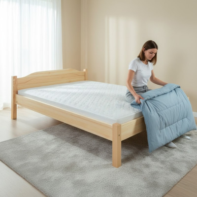 Holzbett Echtes Holz Bett Hotel 200x200 Stil Massive Möbel Schlafzimmer
