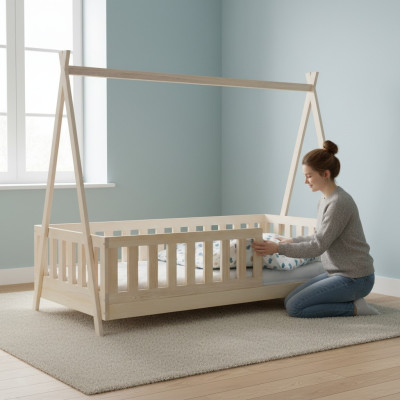 Holzbett Echtes Holz Bett Betten Himmelbett Hotel 90x200 Stil Massive Möbel Neu