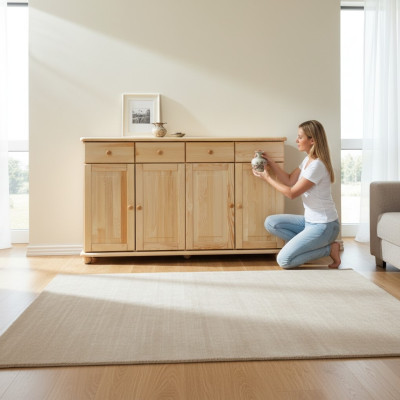 Kommode 165cm Sideboard Schrank Anrichte holz Schrank Möbel Kommoden Massivholz