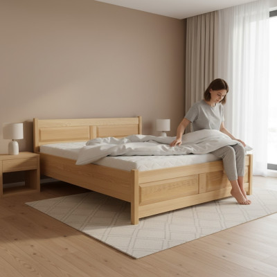Bett Holz Massive Schlafzimmer Betten 100x200 cm Einzelbett Massivmöbel 