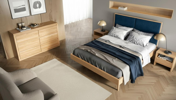 Schlafzimmer Möbel 3tlg. Set Bett Massivholz Nachttische 2x Betten Echtes Holz