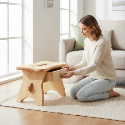 Fussbank Kiefer Fußhocker Echtes Holz Schemel Hocker Massive Fußbank Vollholz