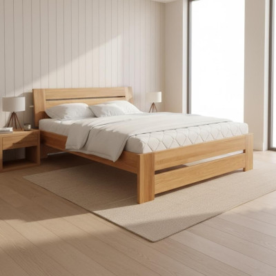 Bett Holzbett Echtes Holz Betten Schlafzimmer Hotel Design Stil Massive Möbel