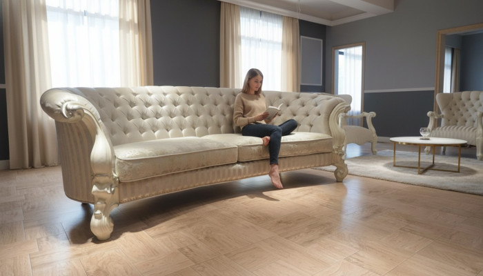 Sofa 4 Sitzer Couch design Polster Chesterfield Sitz Garnitur Leder Textil 