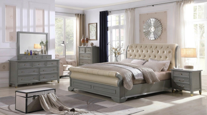 Schlafzimmer Set Designer Luxus Holz Möbel 180x200cm Bett 2x Nachttisch 3 tlg.