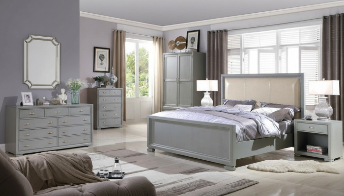 Bett 2x Nachttisch 3 tlg. Schlafzimmer Set Betten Möbel Chesterfield 180x200cm