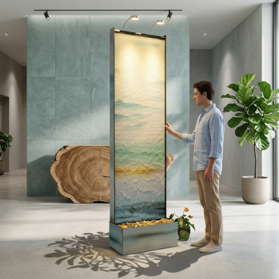 Trennwand Wasserwand Säule Wände Waterwall LED 60x210cm Wasserwände