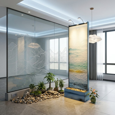 Trennwand Wasserwand Säule Wände Waterwall LED 60x210cm Wasserwände