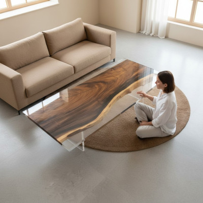Epoxid harz esstisch echtes holz massive möbel wasserfall epoxy deko tisch