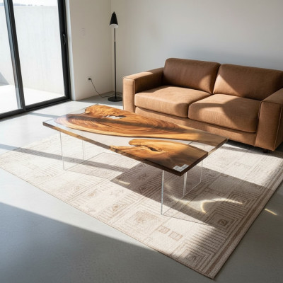 Esstisch Epoxid Harz Echtes Holz Massive Möbel Wasserfall Epoxy Tisch