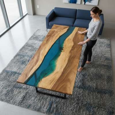 Moderne Tische Esstisch Design Tisch Harz Meer Fluss Möbel 180x80
