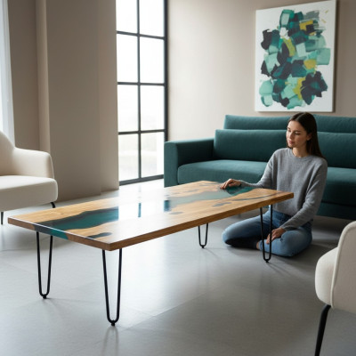 Fluss Tische Esstisch Design Tisch Moderne Möbel 180x80 Epoxid Harz