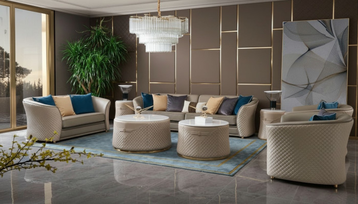 Sofagarnitur 421Sitzer Ledersofa Couch Wohnlandschaft Garnitur Design