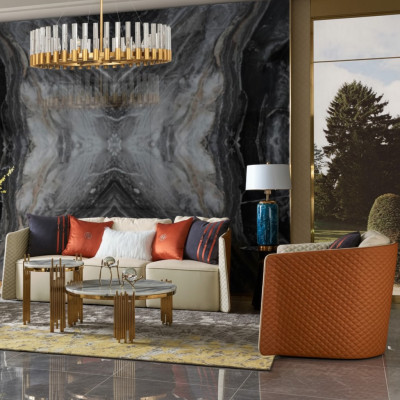 Edelstahl Beistell Rund Design Tisch Tische Gold Couch Wohnzimmer