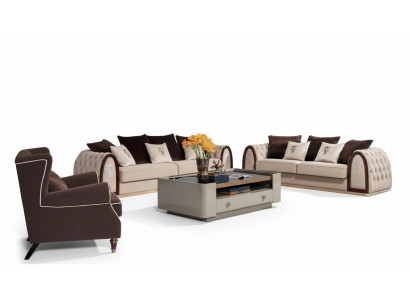 Sofa Chesterfield Beige Sofas Textil Stoff Couchen Luxus Möbel 4 sitzer 295cm