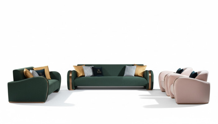 Luxus Sofagarnitur 4tlg. Set Sofa Ledersofa Polster Chesterfield Couch Sofas